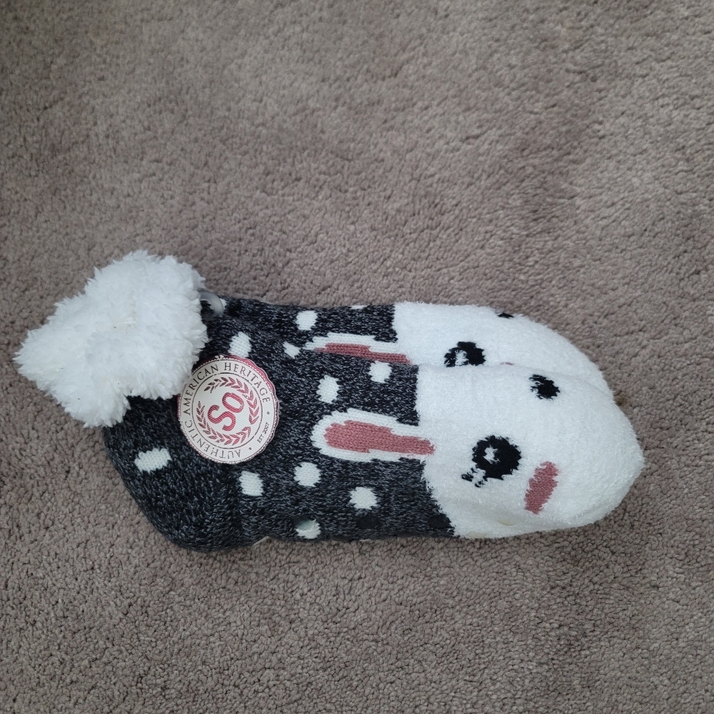 NWT Authentic American Heritage Black and White Bunny Pet Socks OS